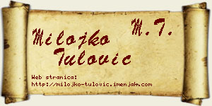 Milojko Tulović vizit kartica